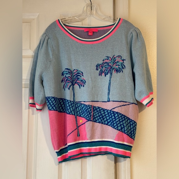 Lilly Pulitzer Ravello Blue Perfect Match Intarsia Vivie Sweater XL - Picture 3 of 10